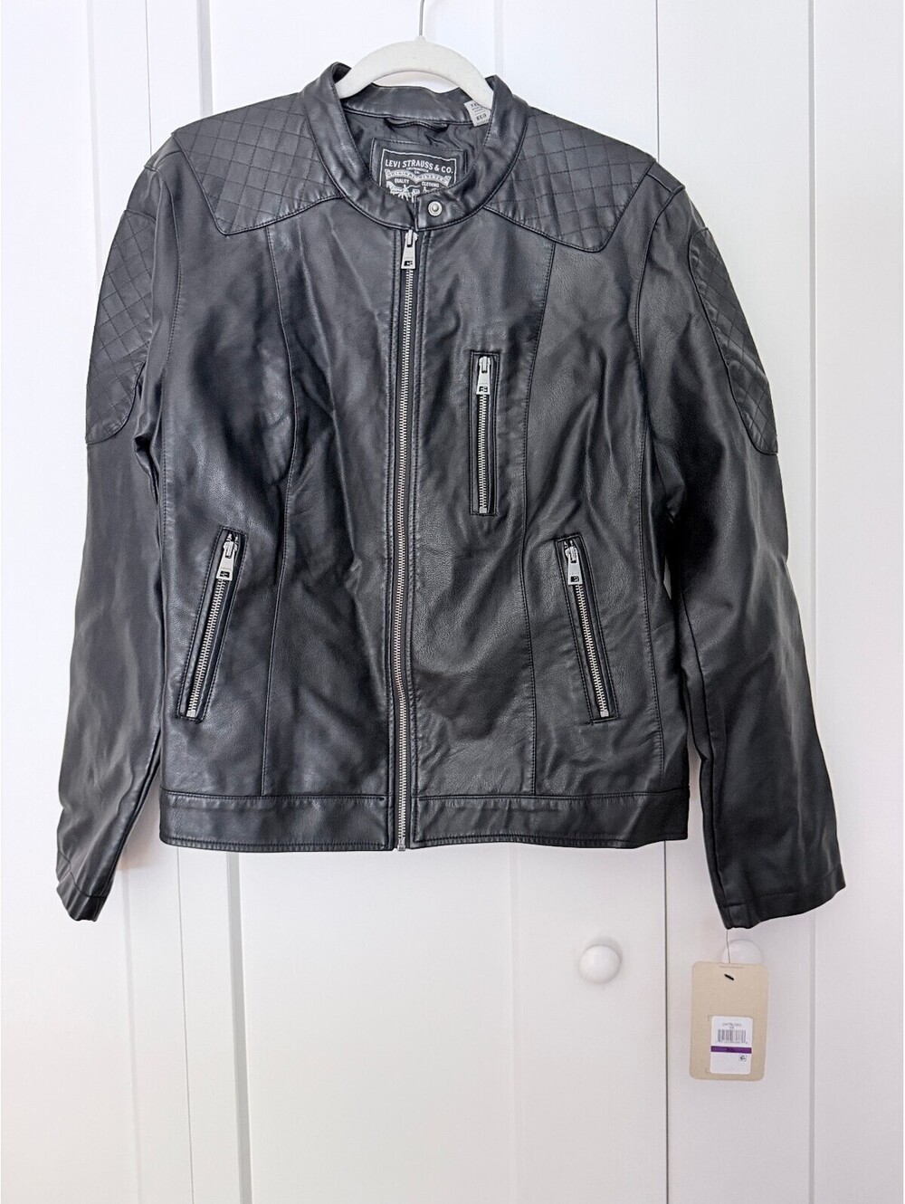 Levi's Women's Black Faux Leather Motorcycle Jacket XXL NWT